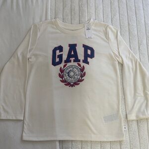 GAP Kids White Long Sleeve Tee with Blue and Red Logo
